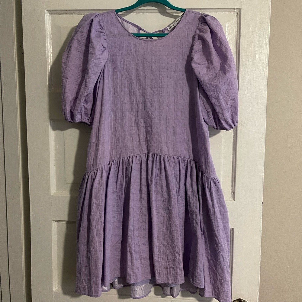 English Factory Puffed Sleeve Tie Back Dress